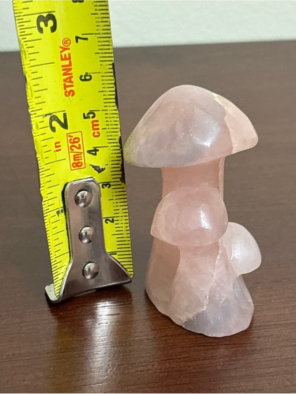 Hand carved polished rose quartz crystal mushroom Triple Stone Crystal Garden - Picture 8 of 8